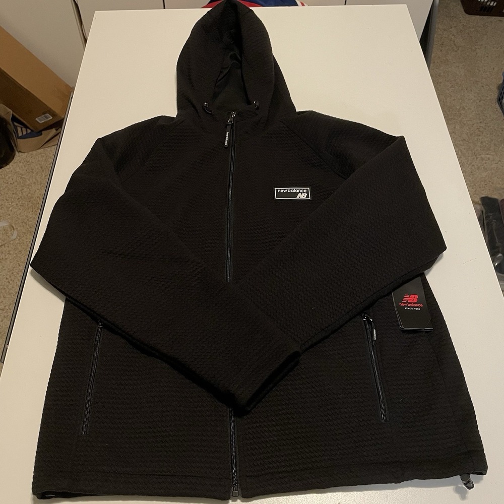 New Balance Black Poly Knit Jacket with Hood Size Large, NWT